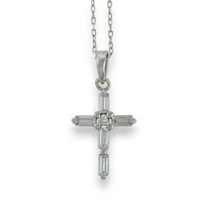 Vintage China PAJ Sterling Silver 925 Cubic Zirconia Cross Pendant ONLY